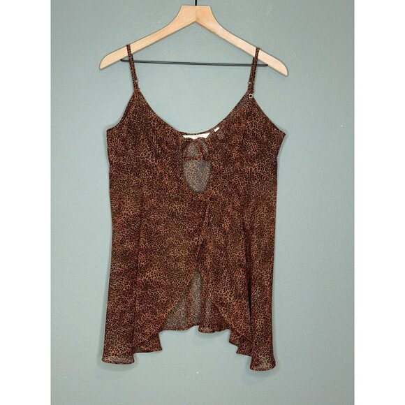 VTG Victoria's Secret Women's Large Y2K 90s Leopard Semi-Sheer Babydoll Top - Picture 11 of 11